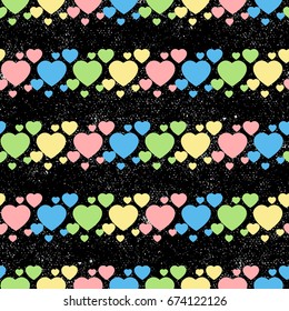 Colorful hearts seamless pattern. Seamless background with colorful heart shape design. Vector illustration