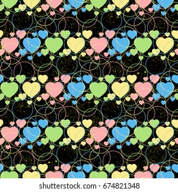 Colorful hearts seamless pattern. Seamless background with colorful heart shape design. Vector illustration