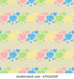 Colorful hearts seamless pattern. Seamless background with colorful heart shape design. Vector illustration