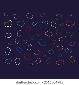 Colorful hearts seamless pattern with black background. Vector design eps file