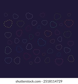 Colorful hearts seamless pattern with black background. Vector design eps file