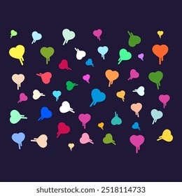 Colorful hearts seamless pattern with black background. Vector design eps file