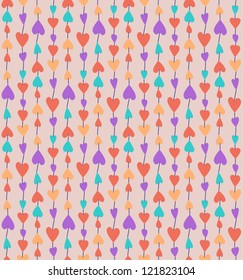 Colorful hearts seamless pattern. Romantic background. Vector illustrtation