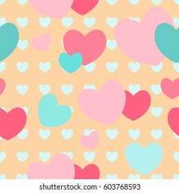 Colorful hearts seamless pattern. Valentine design. Design template for holiday and wedding card, wallpaper, background. Vector illustration EPS 10