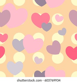 Corações coloridos padrão perfeito. Desenho dos namorados. Modelo de design para cartão de feriado e casamento, papel de parede, fundo. Ilustração vetorial EPS 10