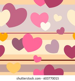 Colorful hearts seamless pattern. Valentine design. Design template for holiday and wedding card, wallpaper, background. Vector illustration EPS 10