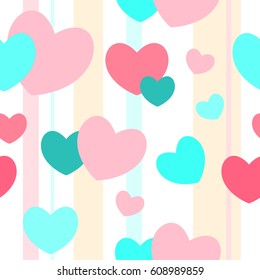 Colorful hearts seamless pattern. Valentine design. Design template for holiday and wedding card, wallpaper, background. Vector illustration EPS 10