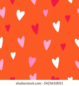Patrón sin fisuras de corazones coloridos. Ilustración vectorial.