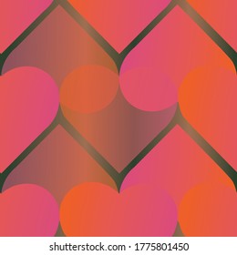 Colorful hearts seamless repeat pattern print