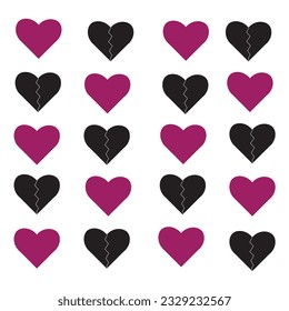 Colorful hearts seamless repeat pattern. Multi colored, heart rows. Best for children's fabric, baby shower, Valentine's, textile, scrapbook paper.