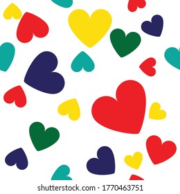 Colorful hearts seamless repeating pattern