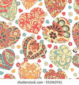 Colorful hearts seamless Valentines day pattern