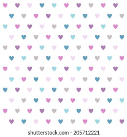 Colorful hearts. Seamless vector pattern. The texture may be used for printing on fabric or paper and background in web design.