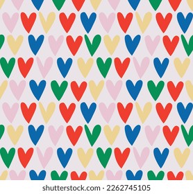 colorful hearts seamless vector pattern, valentine's day heart background