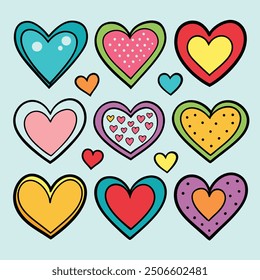 colorful hearts set collection, for valentine day