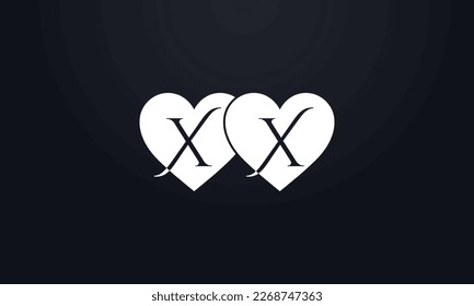 Colorful hearts shape. Double heart sign letters. Valentine icon and love symbol. Romance love with heart sign and letters. Gift red love