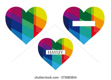 Colorful Hearts With Tag For Name