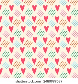 Colorful hearts vector seamless pattern. Abstract hearts. Can be used for decoration, valentine's day, wedding , mother's day , wrapping paper