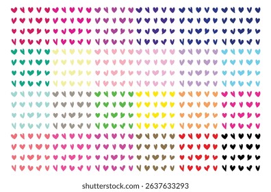 Colorful Hearts Vector, Set of colorful Cute Hearts design, different color Heart shapes