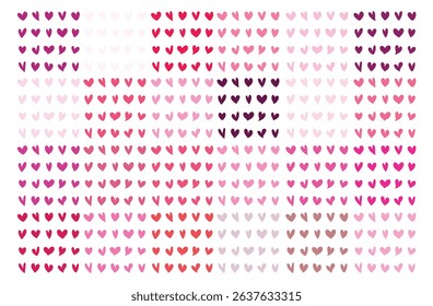 Colorful Hearts Vector, Set of colorful Cute Hearts design, different pink color Heart shapes