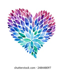 Colorful hearts watercolors illustration. Beautiful postcard for Valentine's Day. Colorful hearts vector.