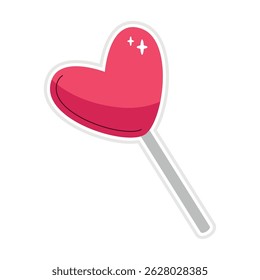 Colorful Heart-Shaped Lollipop Candy Vector Illustration
