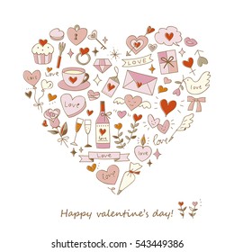Colorful heart-shaped love elements
