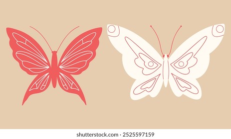 Colorful heavenly butterflies with patterns. Vector illustration
