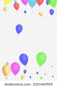 Colorful Helium Background Transparent Vector. Surprise Rainbow Illustration. Bright Shine. Green Confetti. Toy Party Banner.