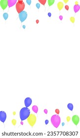 Colorful Helium Background White Vector. Ballon Anniversary Banner. Red Love. Green Toy. Surprise Ceremony Template.