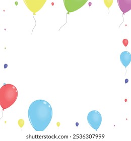 Colorful Helium Background White Vector. Toy Anniversary Illustration. Green Fly. Blue Baloon. Flying Fest Set.