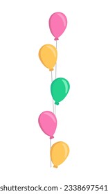 Diseño de elementos de folletos de globos de helio coloridos. Feliz cumpleaños. Ilustración vectorial con espacio de copia vacío para texto. Forma editable para la decoración de afiches. Marco creativo y personalizable