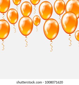 Colorful Helium Balloons. Fun vector illustration. Orange balloons isolated on white background.