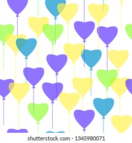 Colorful helium balloons seamless pattern. Birthday party event decoration. Vector illustration.