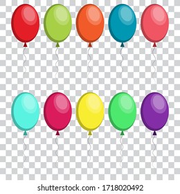 Colorful helium balloons, vector illustration.