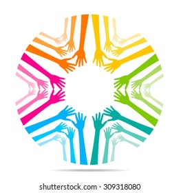 colorful helping hand background design vector