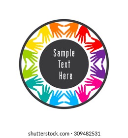 colorful helping hand or teamwork concept design vector