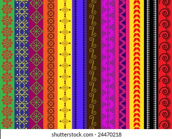 Colorful Henna borders
