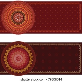 Colorful Henna Mandala Banners, very elaborate and easily editable