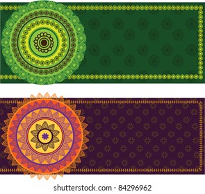 Colorful Henna Mandala Banners, very elaborate and easily editable