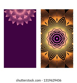 Colorful Henna Mandala Design, For Festiveflyer Background. Vector Illustration. Purple bronze color.