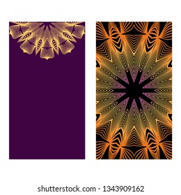 Colorful Henna Mandala Design, For Festiveflyer Background. Vector Illustration. Purple bronze color.