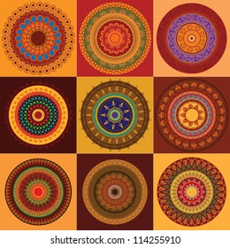 Colorful Henna Mandala design, very elaborate and easily editable