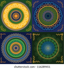 Colorful Henna Mandala design, very elaborate and easily editable