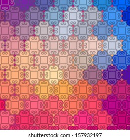 Colorful henna pattern design, very elaborate and easily editable. Can be used in textiles, for book design, website background. Ethnic vector pattern background from India.