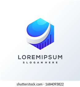 Colorful hexagon and arrow chart logo design ready to use