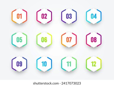 Colorful Hexagon Bullet Points For Infographics