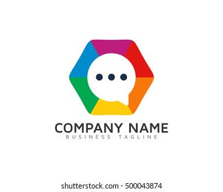 Colorful Hexagon Chat Logo Template
