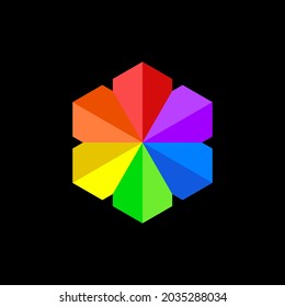 Farbiges Hexagon-Konzept. Sehr geeignet für verschiedene geschäftliche Zwecke auch für Symbol, Logo, Firmenname, Markenname, Personenname, Icon und vieles mehr.