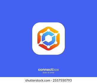 Colorful hexagon with connection symbol on app icon